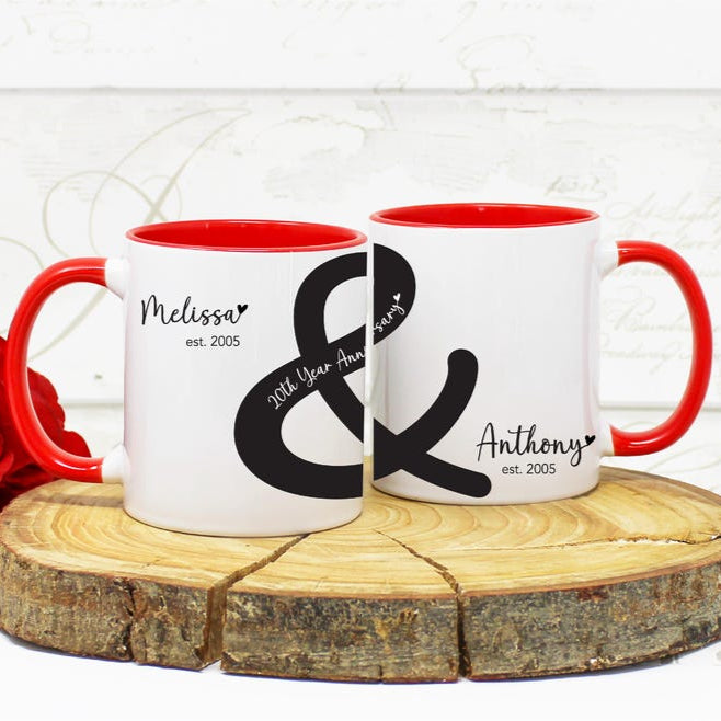 20th Year Wedding Anniversary Gift Couples Twenty Year Anniversary Personalised Mug Set Gift Mr And Mrs Mugs Anniversary Anniversary