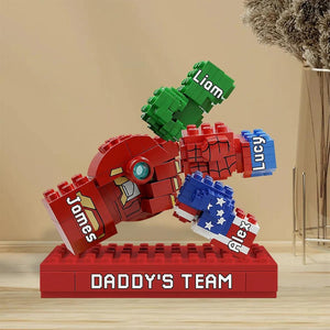 Personalized Superhero Fist Bump Dad Acrylic Plaque, Daddy's Team Flat Desk Plaque Gift for Father's Day, Hero Movie Fan Decor 3D Effect