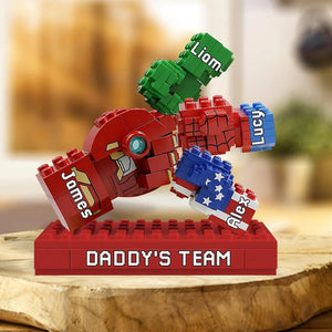 Personalized Superhero Fist Bump Dad Acrylic Plaque, Daddy's Team Flat Desk Plaque Gift for Father's Day, Hero Movie Fan Decor 3D Effect