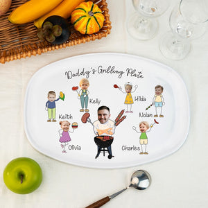 Personalized Face Grilling Platter, Daddy's Grilling Plate with Kid's Names, BBQ Platter, 2025 Fathers Day Gift, Funny Gift for Papa Grandpa