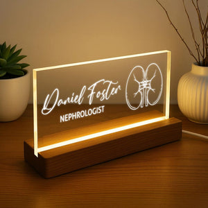 Orthodontist Custom Acrylic LED Sign with Name, Dentist Office Desk Name Plate, Tooth Line Art Dentist Graduation Gift, Gifts for Dentist