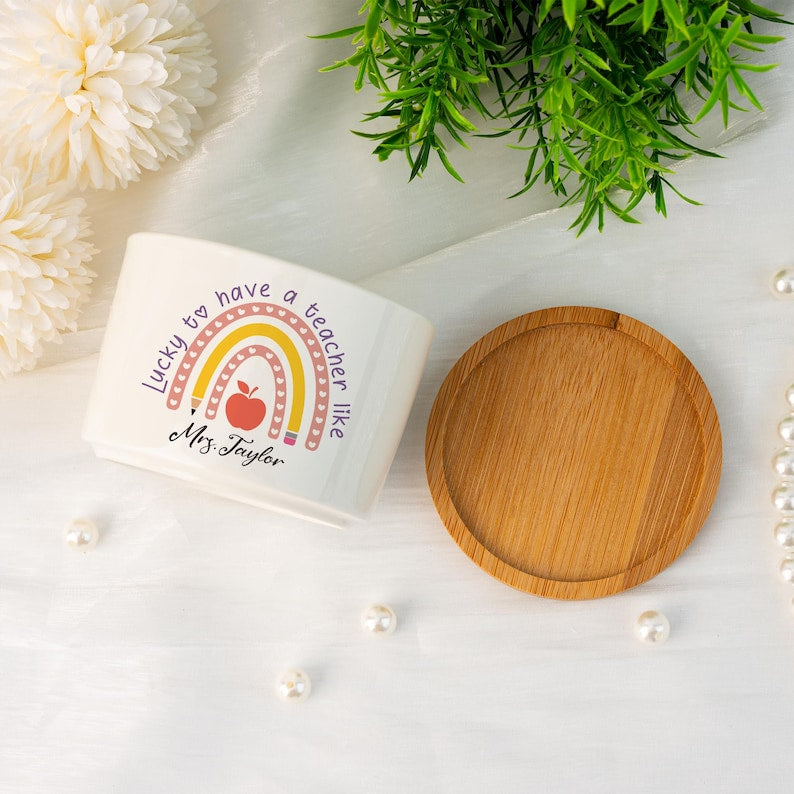 Thank You For Helping Me Grow Flower Pot, Custom Plant Pot for Teacher, Rainbow Ceramic Flower Planter Pot, Succulent Planter,Thank You Gift