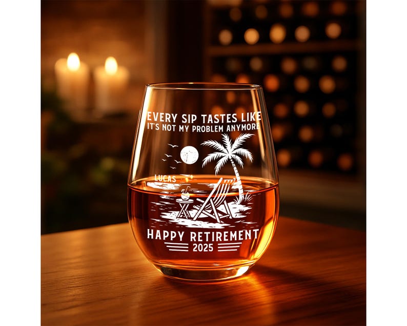 Retirement Gift for Men Women, Personalized Whiskey Glass, Every Sip Tastes Like It's Not My Problem Anymore, Funny Retirement Beer Glass