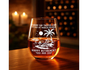 Retirement Gift for Men Women, Personalized Whiskey Glass, Every Sip Tastes Like It's Not My Problem Anymore, Funny Retirement Beer Glass