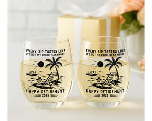 Retirement Gift for Men Women, Personalized Whiskey Glass, Every Sip Tastes Like It's Not My Problem Anymore, Funny Retirement Beer Glass