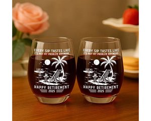 Retirement Gift for Men Women, Personalized Whiskey Glass, Every Sip Tastes Like It's Not My Problem Anymore, Funny Retirement Beer Glass