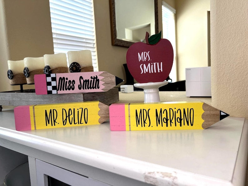 Personalized Teacher Pencil, Teacher Gift, Classroom Personalized Decor, Teacher Name Plate, Teacher Appreciation