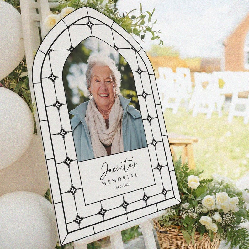 Printed Memorial Welcome Sign, Funeral Sign With Picture, Photo Celebration Of Life Sign, Memorial Decorations