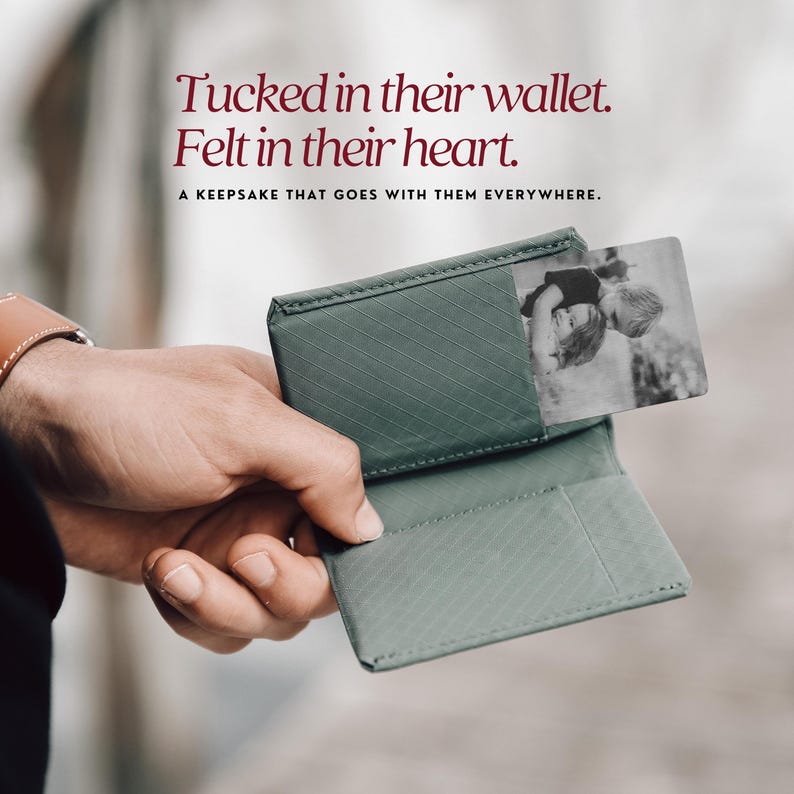 Personalized Metal Card Wallet Insert with Photo Gift for Dad from Kids, First Fathers Day Gift for Him, Black Wallet Card for Husband Gift