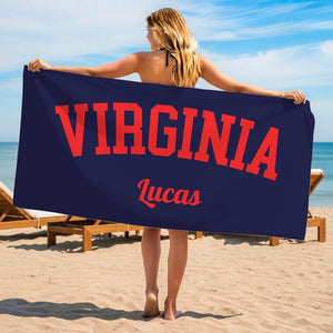 Personalized College Beach Towel, Custom Beach Towel, School Spirit Custom Name Towel, College Gift, College Graduation, Graduation Gift