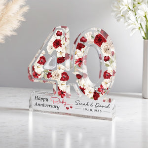 Personalised 40th Anniversary Gift, Ruby Anniversary Plaque, Anniversary Gifts, 40th Anniversary Gift for Parents Husband Wife