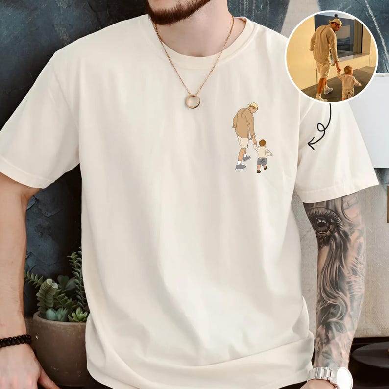 Custom Dad Shirt, Custom Dad Shirt Portrait From Photo, Father's Day Shirt, Custom Photo Shirt For Dad, Father's Day T-Shirt