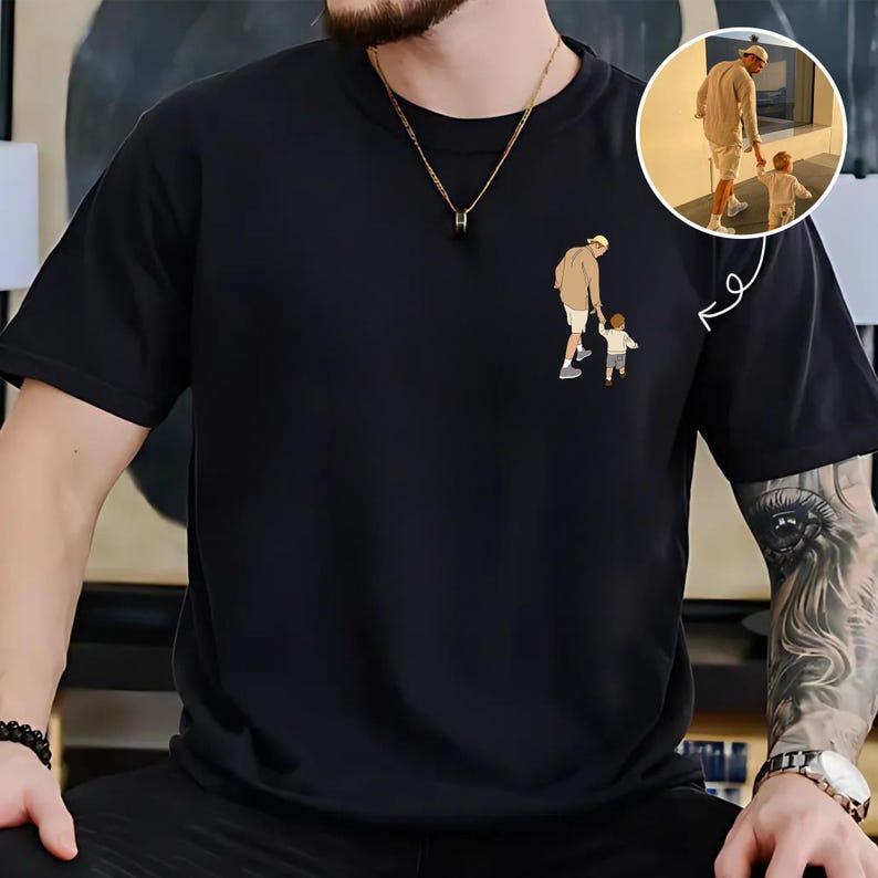 Custom Dad Shirt, Custom Dad Shirt Portrait From Photo, Father's Day Shirt, Custom Photo Shirt For Dad, Father's Day T-Shirt