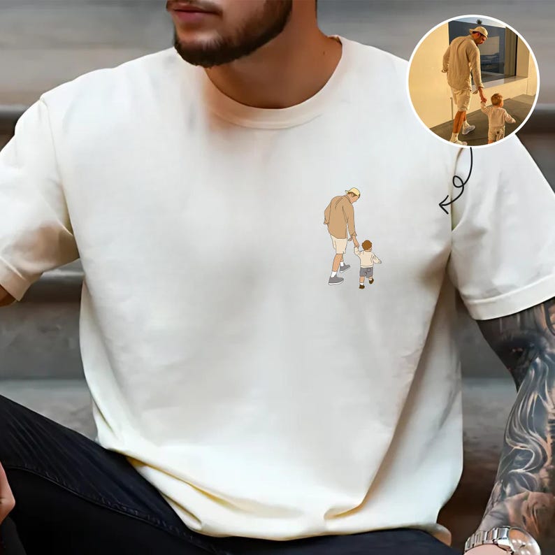 Custom Dad Shirt, Custom Dad Shirt Portrait From Photo, Father's Day Shirt, Custom Photo Shirt For Dad, Father's Day T-Shirt