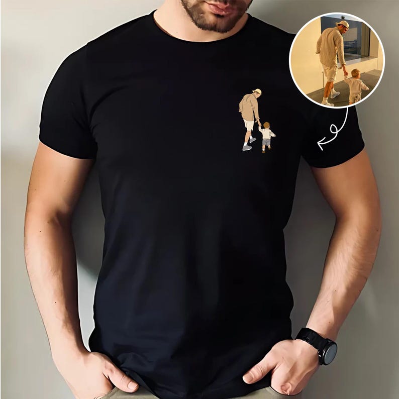 Custom Dad Shirt, Custom Dad Shirt Portrait From Photo, Father's Day Shirt, Custom Photo Shirt For Dad, Father's Day T-Shirt