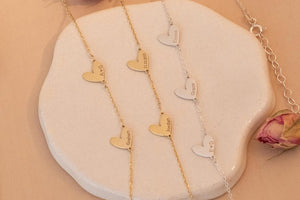 Personalized Engraved Hearts Name Necklace , Heart Name Necklace , Kids Name Necklace , Grandkids Necklace , Custom Necklace