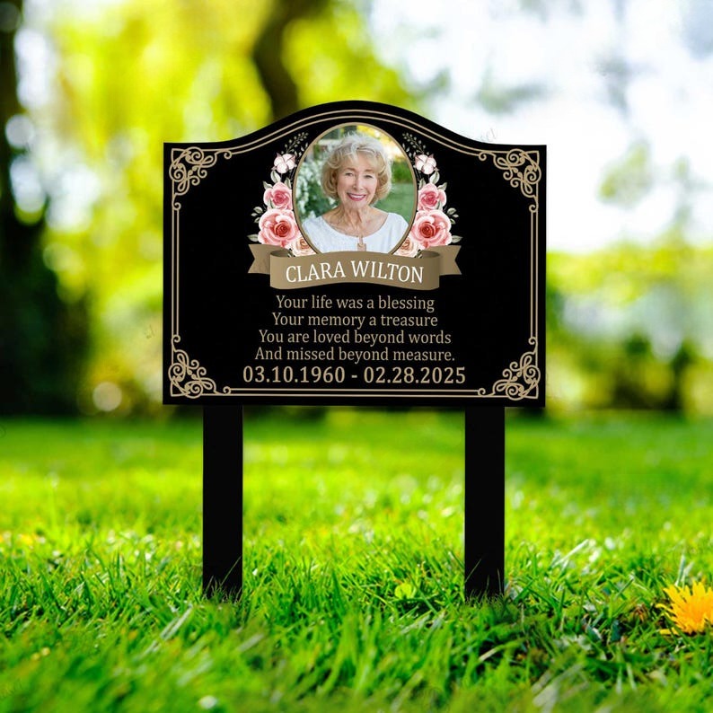 Personalized Memorial Photo Sign, Photo Remembrance Yard Sign, Memorial Photo Grave Marker, In Loving Memory Plaque,Funeral Memorial Plaque