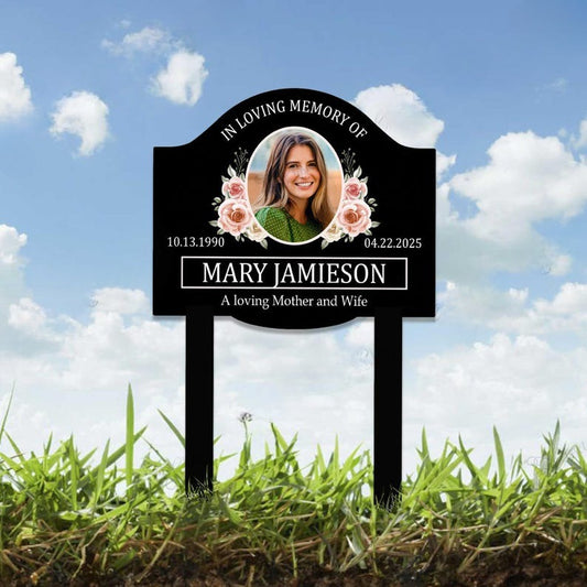 Personalized Memorial Photo Sign, Photo Remembrance Yard Sign, Memorial Photo Grave Marker, In Loving Memory Plaque,Funeral Memorial Plaque
