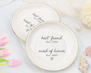 Personalized Best Friend Maid of Honor Ring Dish, Custom Wedding Gift for Bridesmaid Proposal, MOH Ring Dish, Best Friend Jewelry Tray