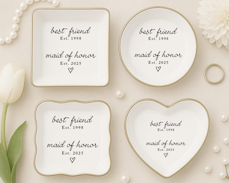 Personalized Best Friend Maid of Honor Ring Dish, Custom Wedding Gift for Bridesmaid Proposal, MOH Ring Dish, Best Friend Jewelry Tray