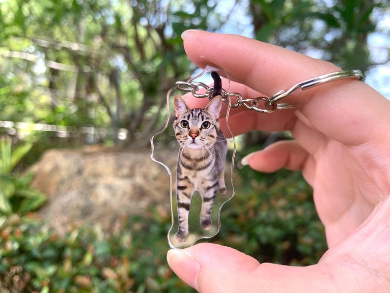 Personalized Pet Photo Acrylic Keychain, Custom Pet Memorial Gift, Dog Memorial Gift,Dog Keychain, Cat Keychain, Pet Photo Keyring