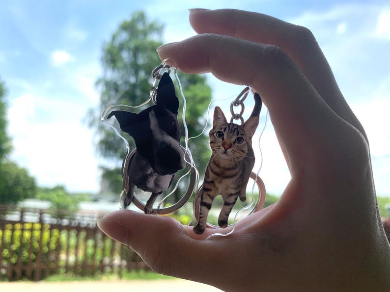 Personalized Pet Photo Acrylic Keychain, Custom Pet Memorial Gift, Dog Memorial Gift,Dog Keychain, Cat Keychain, Pet Photo Keyring
