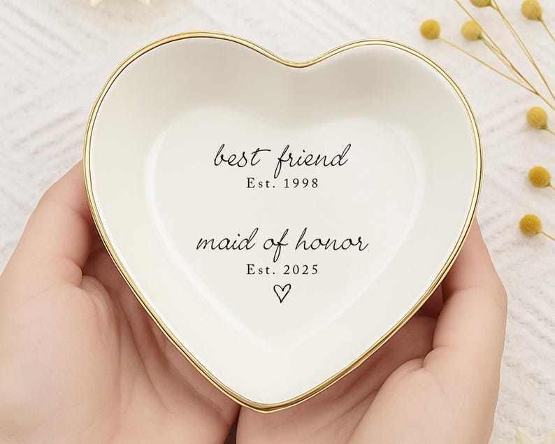 Personalized Best Friend Maid of Honor Ring Dish, Custom Wedding Gift for Bridesmaid Proposal, MOH Ring Dish, Best Friend Jewelry Tray