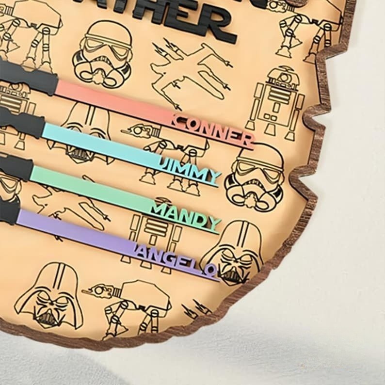 Custom I Am Their Father Wooden Sign Personalized Light Saber Name Plaque Gift for Dad from Kids Unique Father's Day Gift 2025