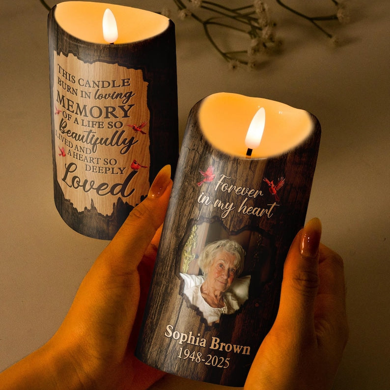 Custom Memorial Candle with Photo, Personalized Remembrance Candle, Memorial Gift, Sympathy Keepsake, In Loving Memory Candle