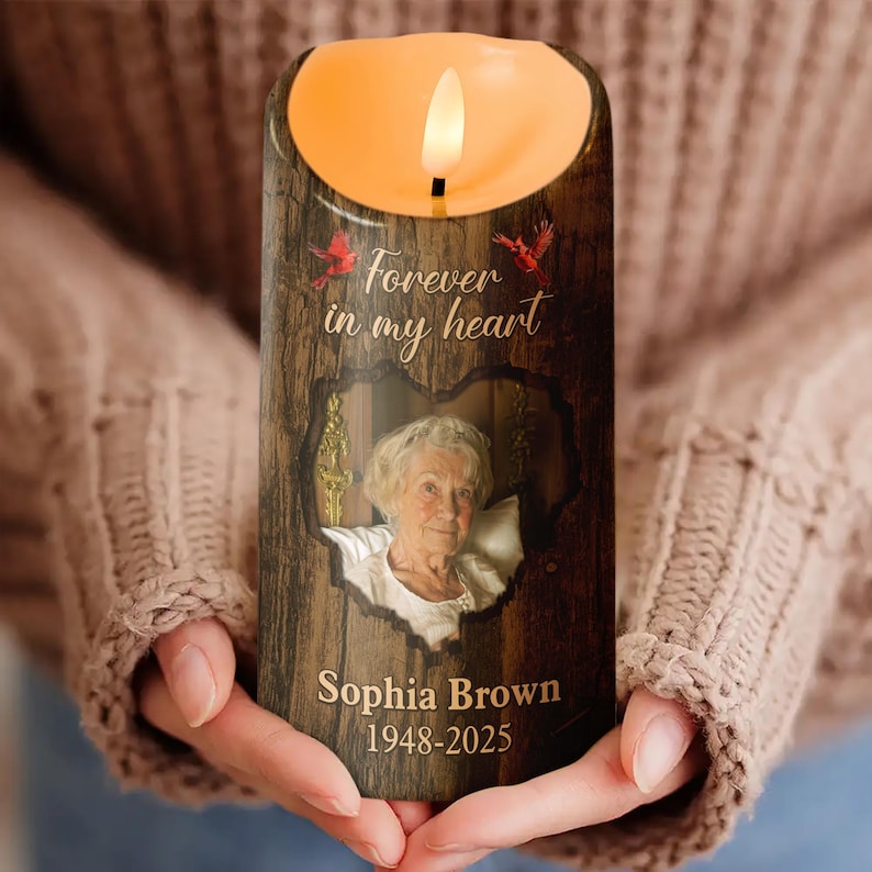 Custom Memorial Candle with Photo, Personalized Remembrance Candle, Memorial Gift, Sympathy Keepsake, In Loving Memory Candle