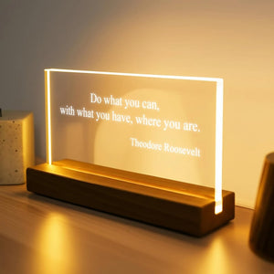 Personalized Quote Sign - Motivational Quotes - Mindfulness Gift - Brainy Quote - Custom Quote Print - Motivational Saying with LED Stand
