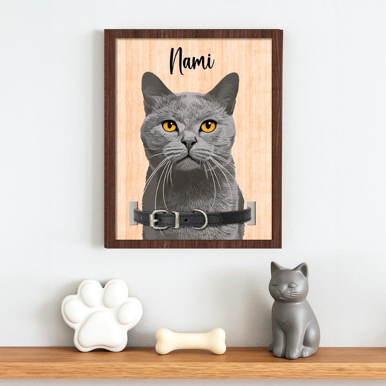 Dog Memorial Frame Pet Portrait Photo Collar Holder Sign, Customized Dog Cat Remembrance Gift For Loss Pet, Loss Cat Collar Keepsake