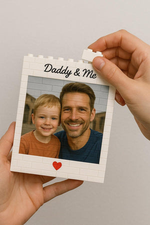 Daddy & Me Custom Puzzle Personalized Brick Photo Block Gift for Father s Day, Birthday, Family Keepsake