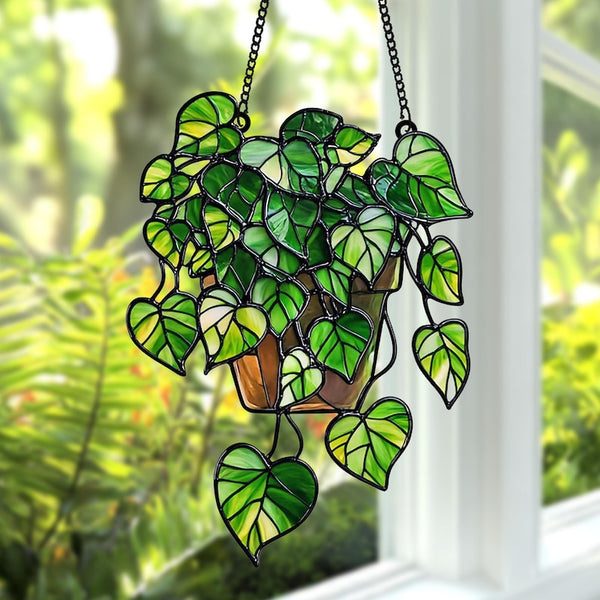 Pothos Plant Acrylic Suncatcher - Faux Acrylic Window Hanging for Plant  Lovers, Botanical Theme Home Art Decor, Garden Hanging