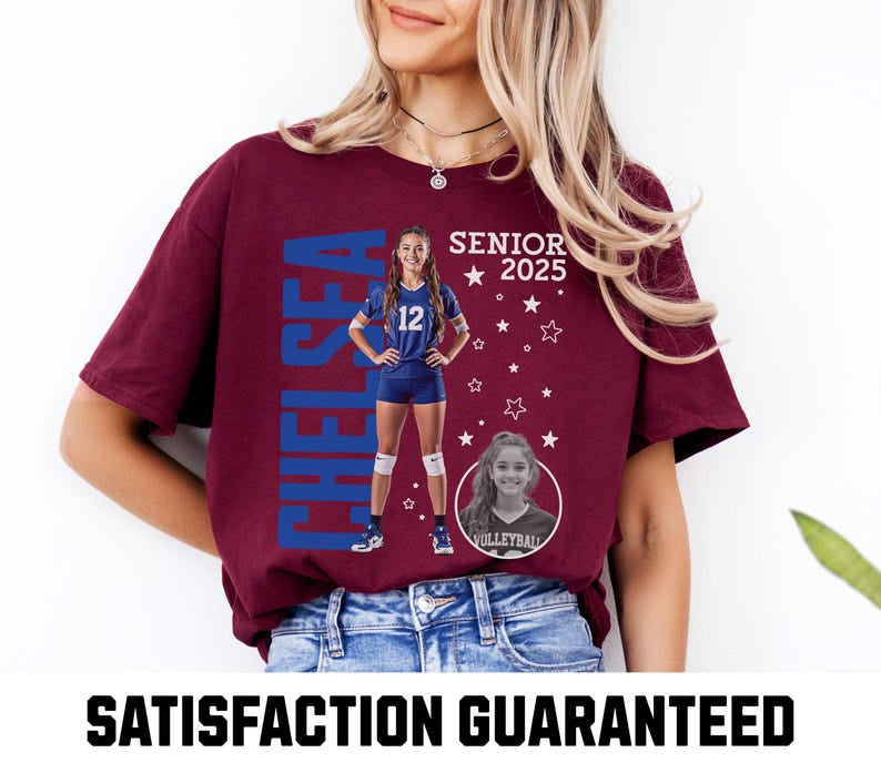 Custom Volleyball Senior Shirt, Personalized Photo TShirt, Volleyball Season Game Day Tee, Volleyball Mom T Shirt, Graduation T-Shirt Gift