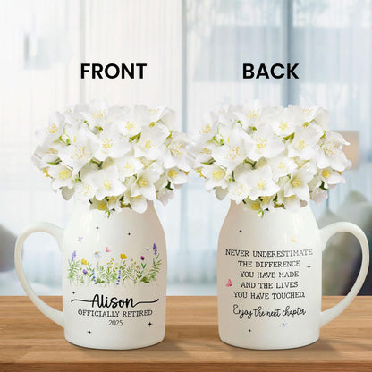 Retirement Gift,Never Underestimate the Difference You Made,Happy Retirement Flower Vase,Appreciation Gift,Retirement Gift For Boss Coworker