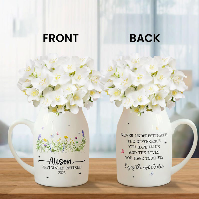 Retirement Gift,Never Underestimate the Difference You Made,Happy Retirement Flower Vase,Appreciation Gift,Retirement Gift For Boss Coworker