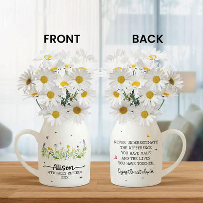 Retirement Gift,Never Underestimate the Difference You Made,Happy Retirement Flower Vase,Appreciation Gift,Retirement Gift For Boss Coworker