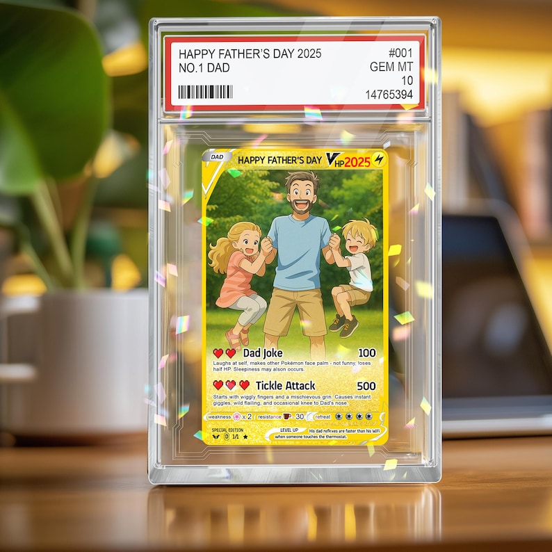 Fathers Day Gift for Dad | Personalized Pokedad Card | Anime Gift for Husband | Gamer Dad Gift from Kids | Card for Him, Gifts From Kids