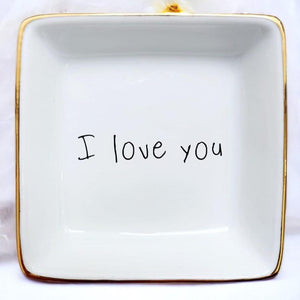 Personalized Actual Handwriting Birthday Gifts Ring Dish - Remember Family Memorial Gift for Mom