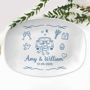 Custom Wedding Platter Personalized Just Married Plate with Names & Date, Engagement Gift, Bridal Shower Keepsake, Newlywed Decor