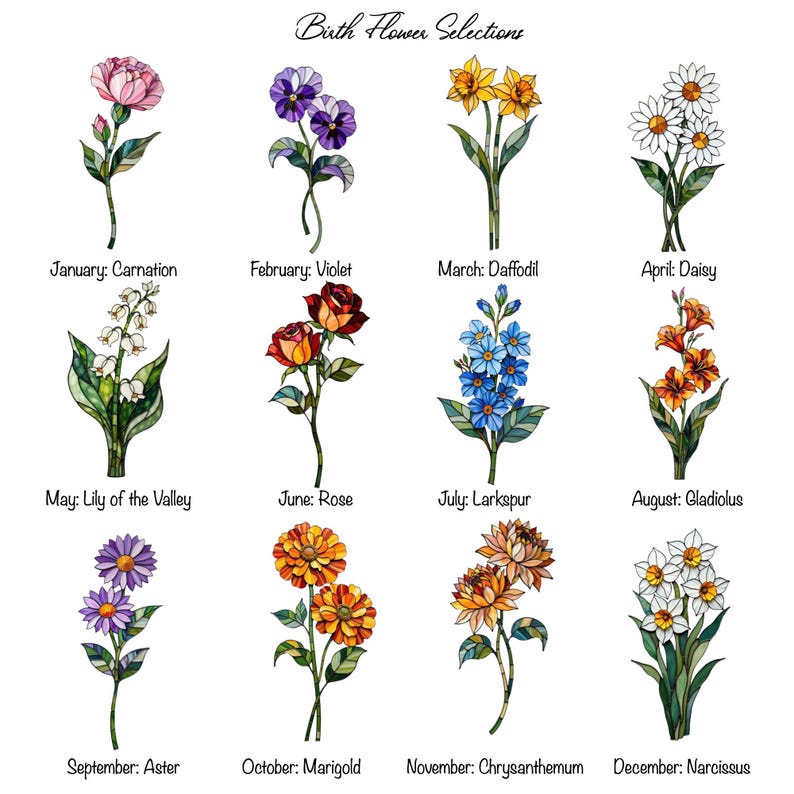 Custom Family Birth Flowers Acrylic Suncatcher, Custom Mom's Garden Gift Flower Acrylic Art Birth Flower Nana's Garden Mother's Day Gift For Mom