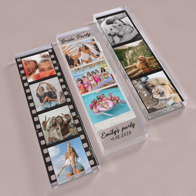 Acrylic Photo Strip Gift Personalized | Custom Couple Picture Keepsake | Wedding, Baby, Pet, Anniversary Gift Idea