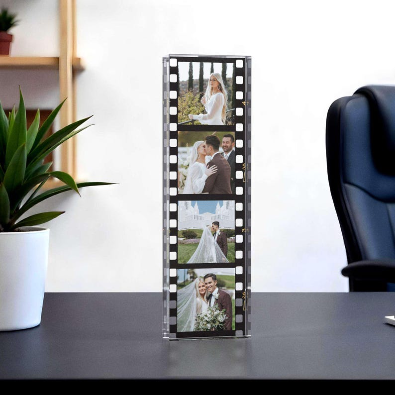 Acrylic Photo Strip Gift Personalized | Custom Couple Picture Keepsake | Wedding, Baby, Pet, Anniversary Gift Idea