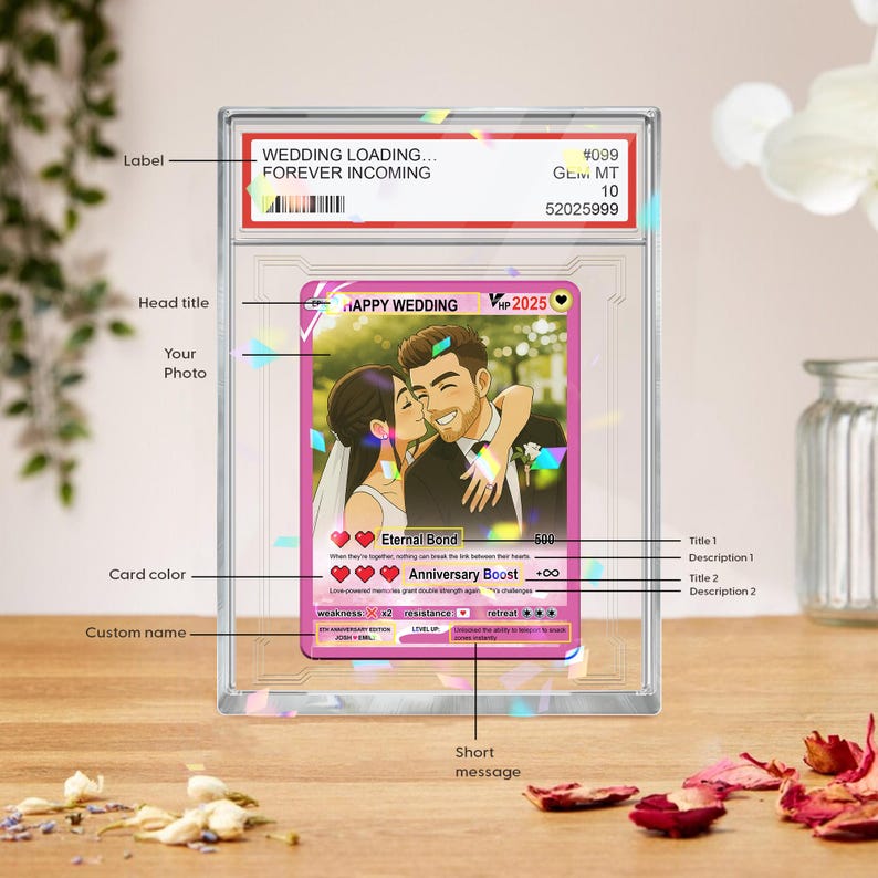 Personalized Couple Poke Photo Block Acrylic, Custom photo Anime Themed Gift for Anniversary, Gamer Husband Present from Wife, Love Card Gift