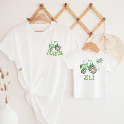 Personalized Tractor 1st Birthday Tractor Theme Birthday Mama Dada Tractor Shirts Custom Birthday Party Shirt Family Farm Birthday Boy Shirt