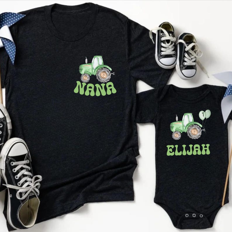 Personalized Tractor 1st Birthday Tractor Theme Birthday Mama Dada Tractor Shirts Custom Birthday Party Shirt Family Farm Birthday Boy Shirt