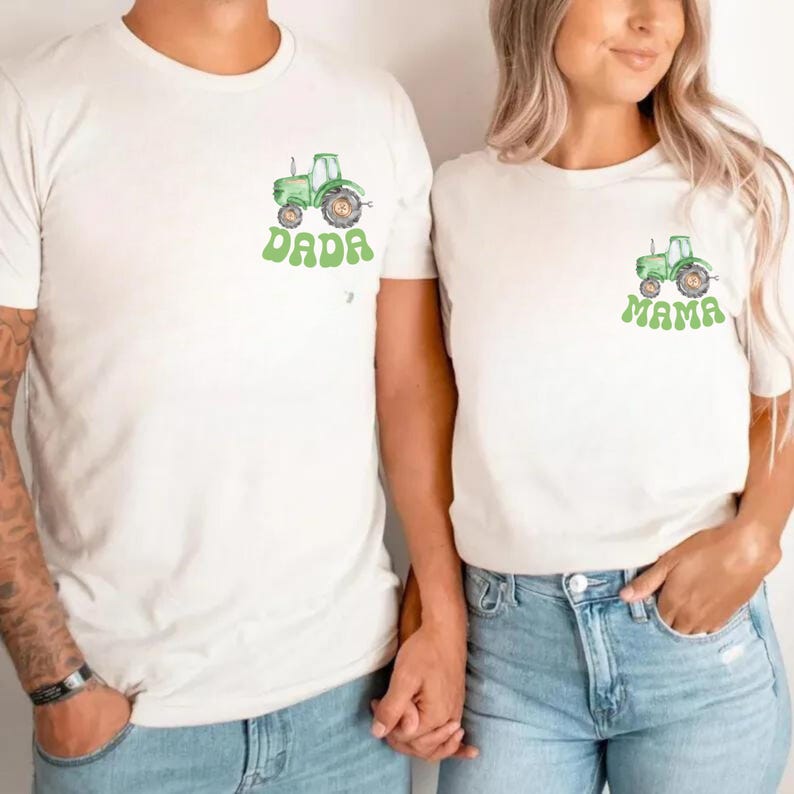 Personalized Tractor 1st Birthday Tractor Theme Birthday Mama Dada Tractor Shirts Custom Birthday Party Shirt Family Farm Birthday Boy Shirt