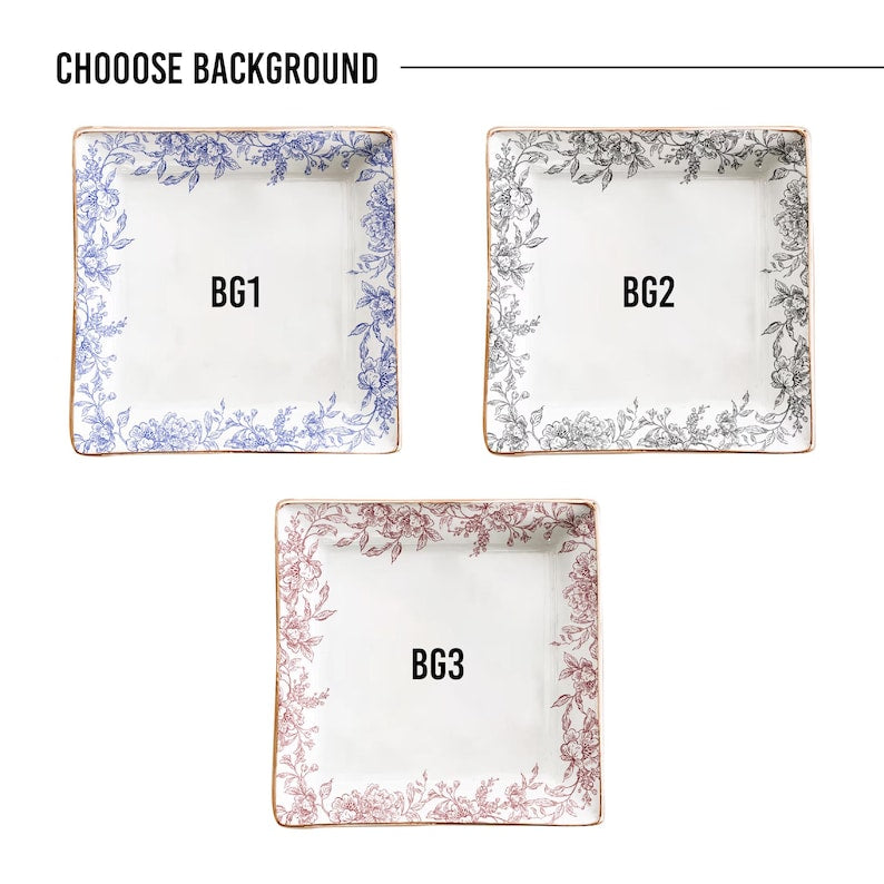 Dog Custom Breeds Chinoiserie Toile De Jouy - Personalized Jewelry Dish, Dog Lover Gift, Dog Jewelry Dish, Dog Dad Dog Mom Trinket Dish