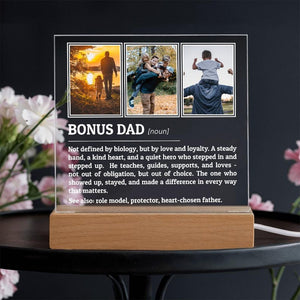Personalized Bonus Dad Definition Plaque, Father's Day Gifts, Gift for Step Dad, Custom Photo Frame, Stepfather Christmas Birthday Gifts